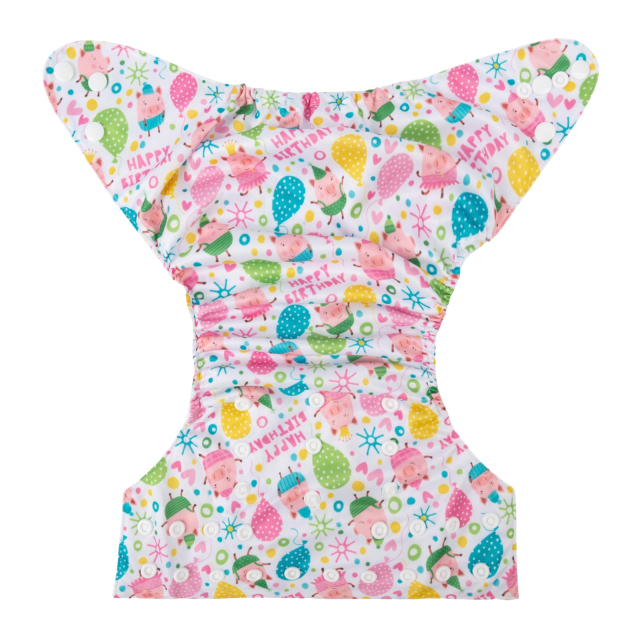 ALVABABY One Size Positioning Printed Cloth Diaper -Piggy and pilling (YDP99A)