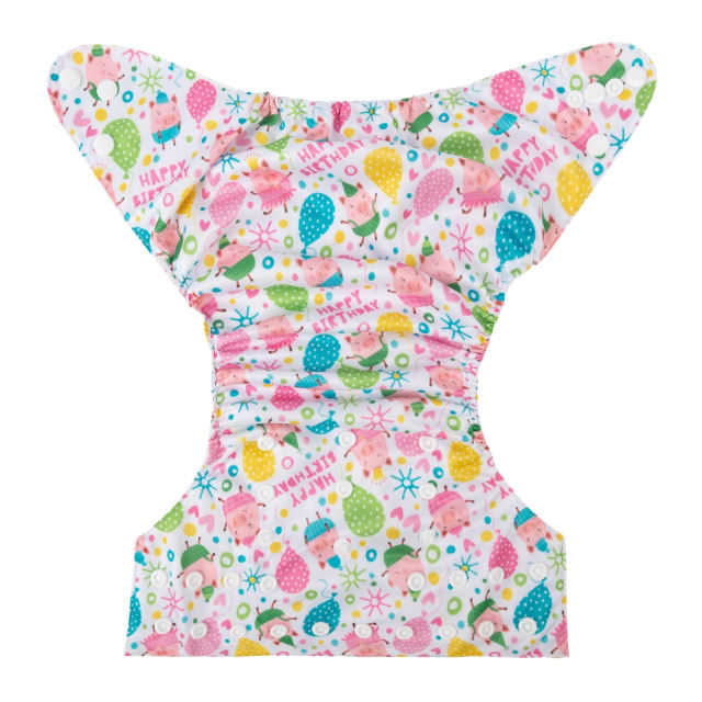 ALVABABY One Size Positioning Printed Cloth Diaper -Piggy and pilling (YDP99A)