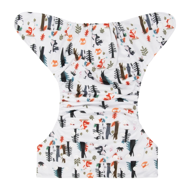 ALVABABY One Size Positioning Printed Cloth Diaper -Fox in the forest(YDP31A)