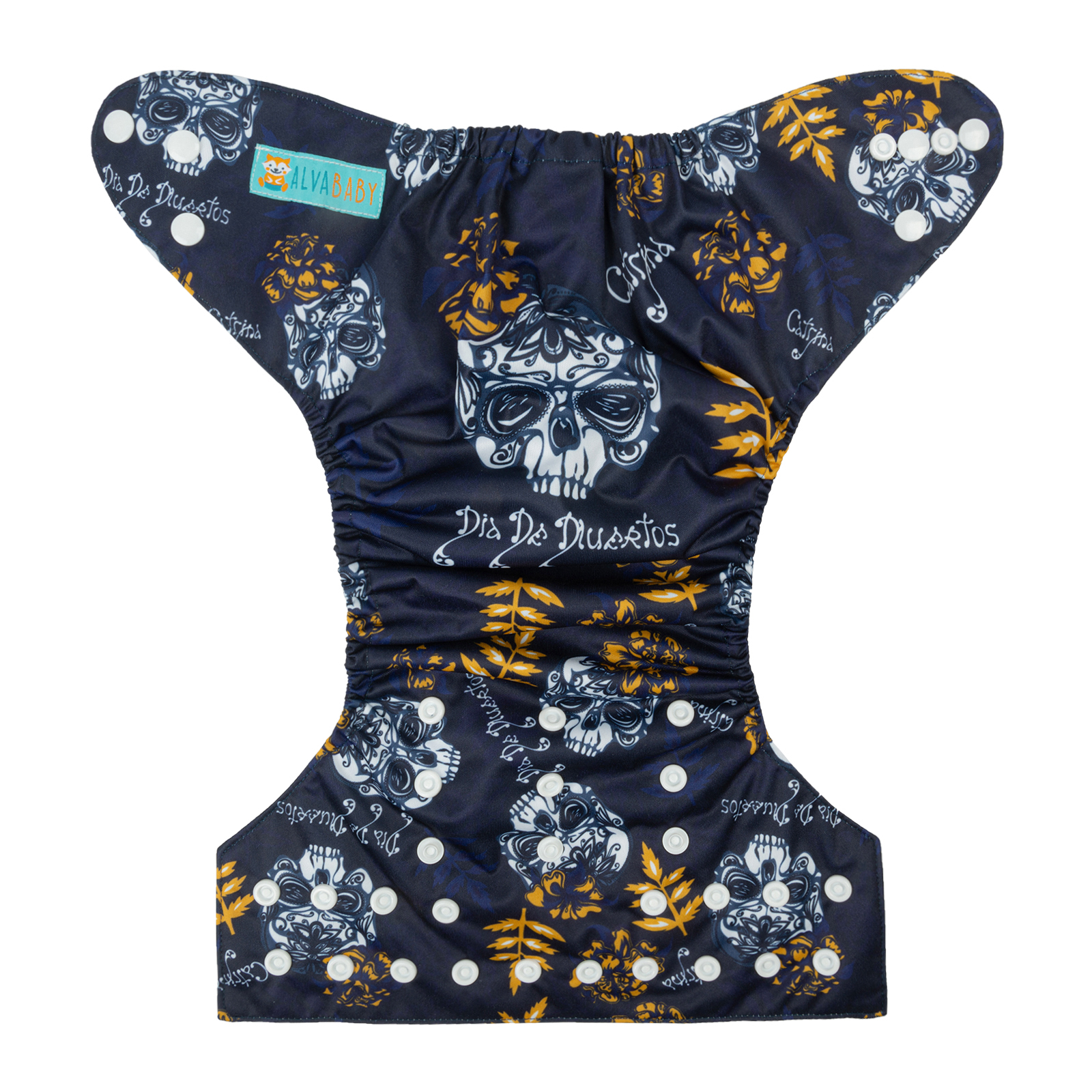 ALVABABY One Size Positioning Printed Cloth Diaper (Skull and leaves , YDP52A)