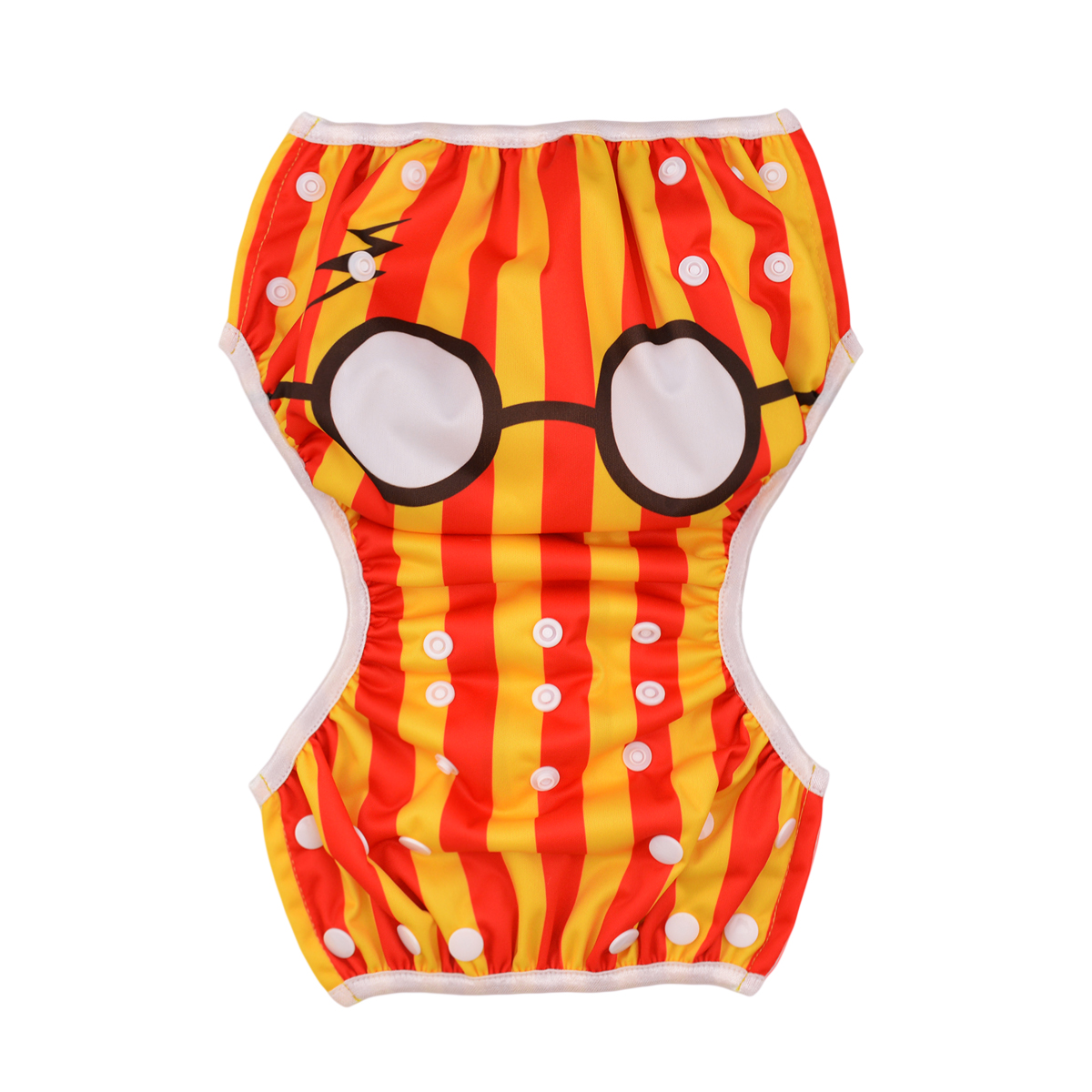 ALVABABY Reusable Swim Diaper - Adjustable One Size Swimwear for Infants & Toddlers (Glasses, SWD42A)