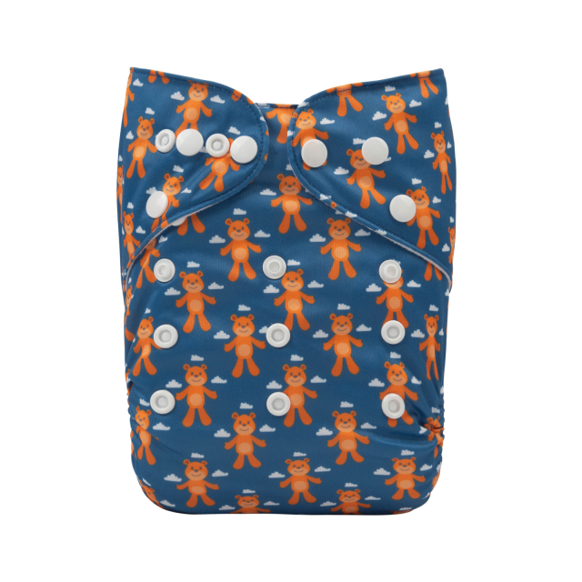 ALVABABY One Size Positioning Printed Cloth Diaper -Little bear (YDP90A)