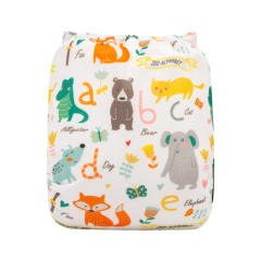 ALVABABY One Size Positioning Printed Cloth Diaper -Animals(YDP29A)