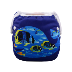 ALVABABY One Size Positioning  Printed Swim Diaper- Fishes(SWD29A)