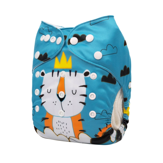 ALVABABY One Size Positioning Printed Cloth Diaper -Tiger (YDP77A)
