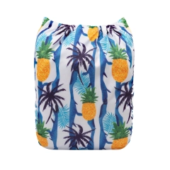 ALVABABY One Size Positioning Printed Cloth Diaper -Pineapple tree (YDP80A)