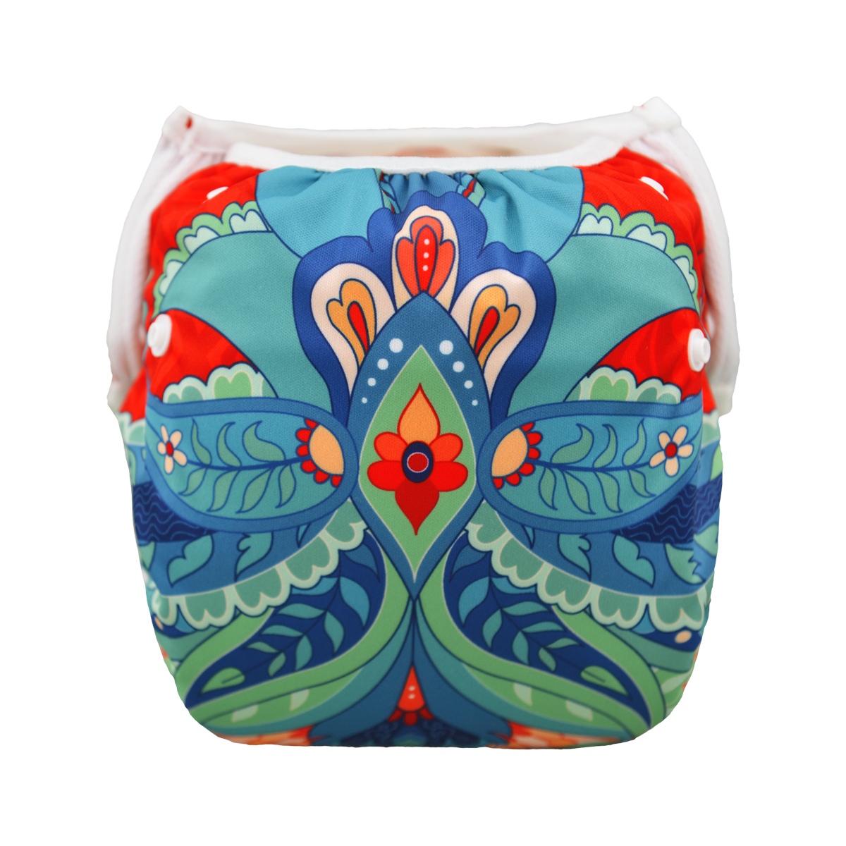 ALVABABY Reusable Swim Diaper - Adjustable One Size Swimwear for Infants & Toddlers (Blue and Orange, SWD47A)