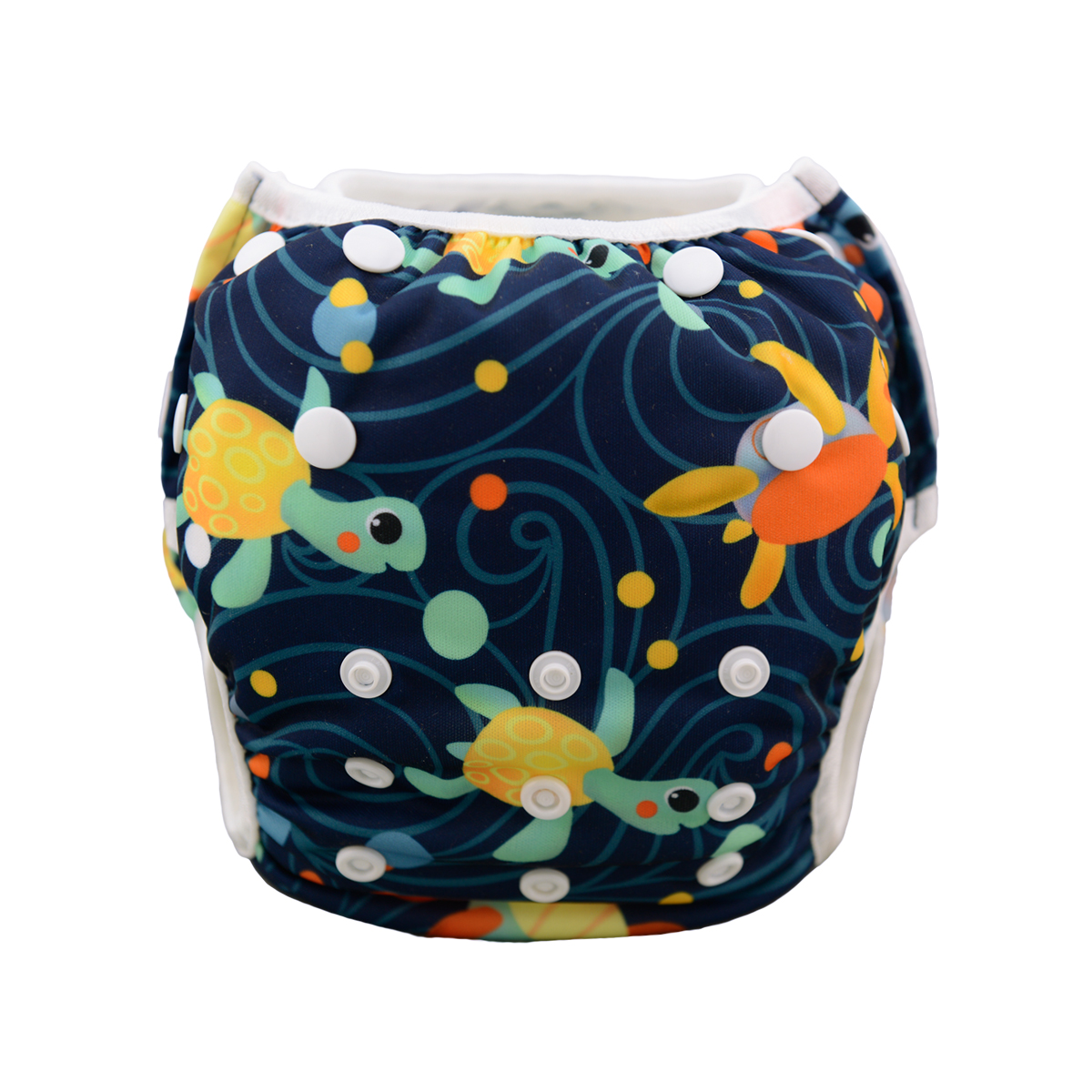 ALVABABY Reusable Swim Diaper - Adjustable One Size Swimwear for Infants & Toddlers (Turtle, SWD25A)