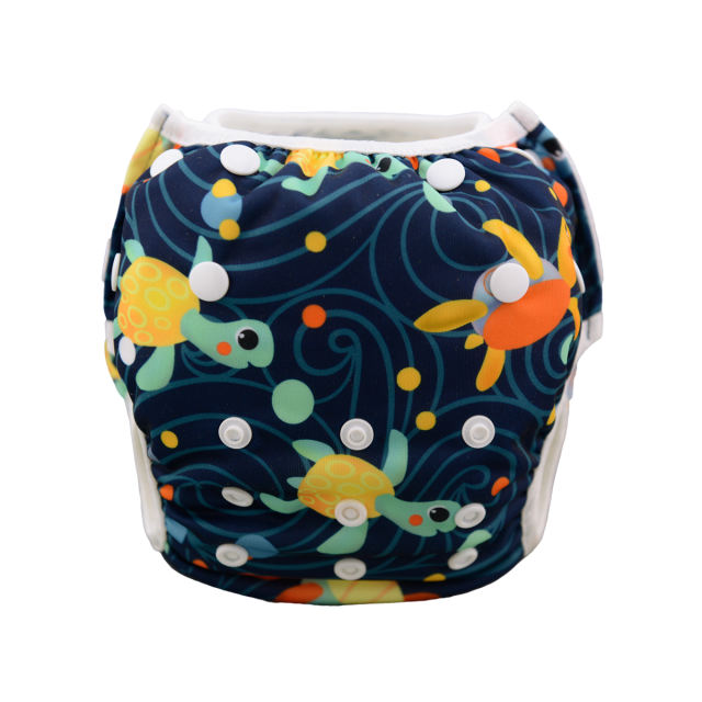 ALVABABY One Size Positioning Printed Swim Diaper-Turtles(SWD25A)