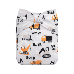 ALVABABY One Size Positioning Printed Cloth Diaper -Truck (YDP59A)