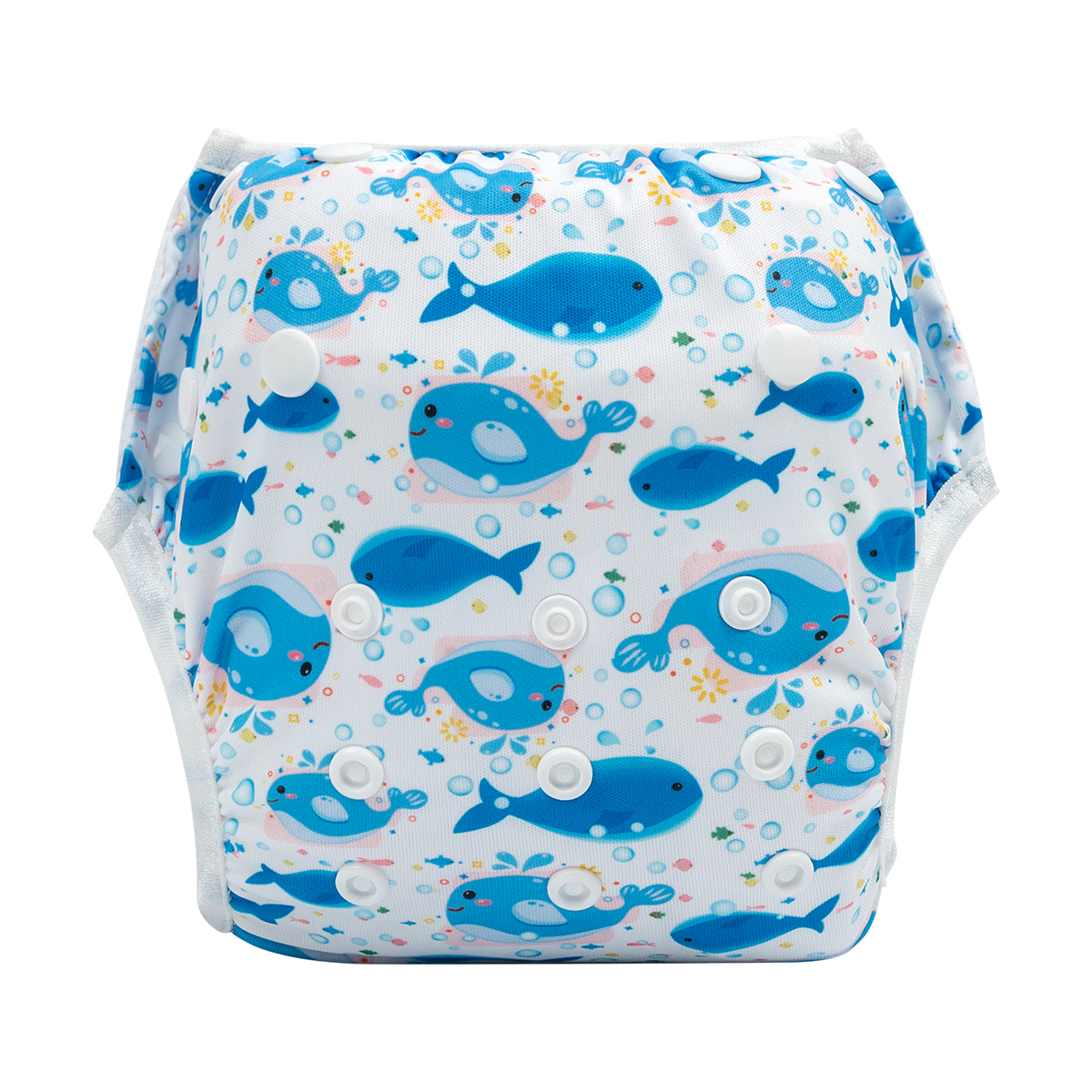 ALVABABY Reusable Swim Diaper - Adjustable One Size Swimwear for Infants & Toddlers (Dolphins, SW99A)