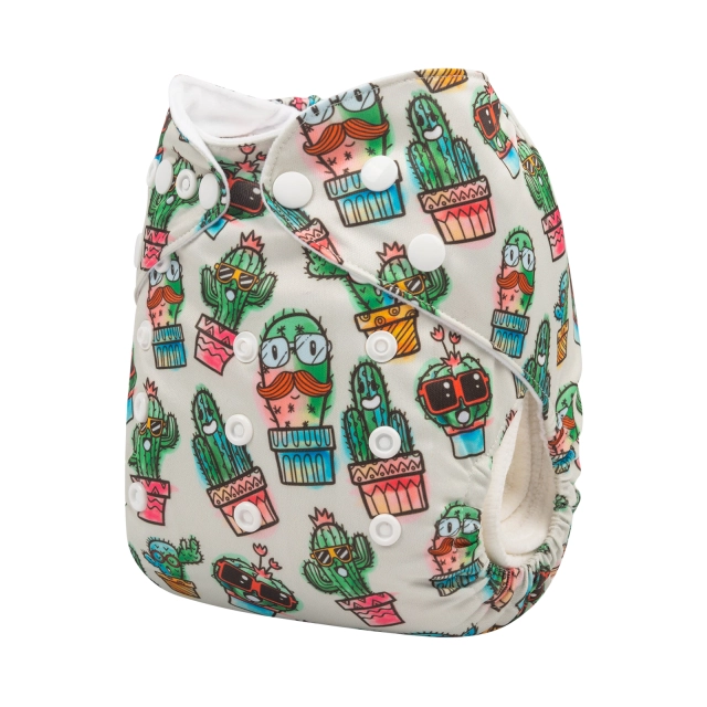 ALVABABY One Size Positioning Printed Cloth Diaper -Cactus (YDP60A)