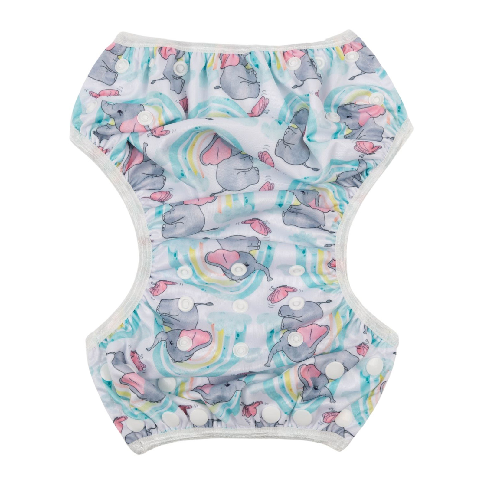 ALVABABY Reusable Swim Diaper - Adjustable One Size Swimwear for Infants & Toddlers (Blue elephant, SWD78A)