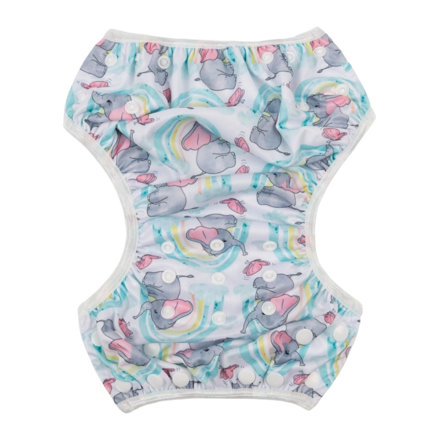 ALVABABY One Size Positioning  Printed Swim Diaper -Blue elephant (SWD78A)