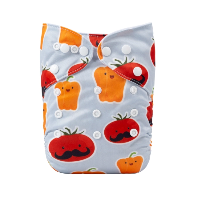 ALVABABY One Size Positioning Printed Cloth Diaper -Tomato and bell pepper(YDP101A)