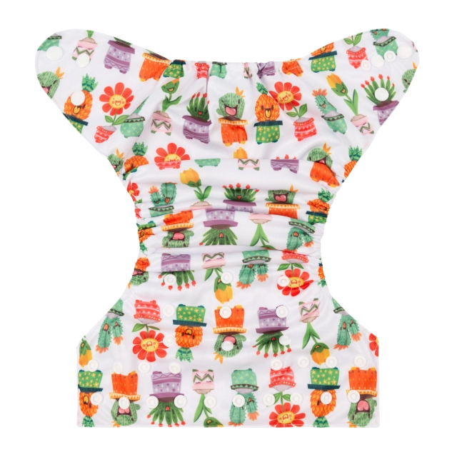 ALVABABY One Size Positioning Printed Cloth Diaper -Cactus and flower (YDP96A)