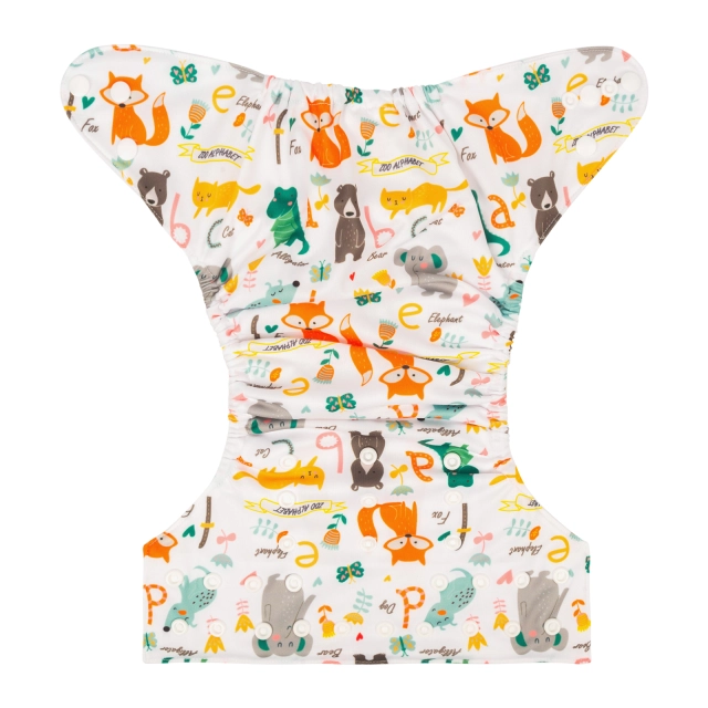 ALVABABY One Size Positioning Printed Cloth Diaper -Animals(YDP29A)