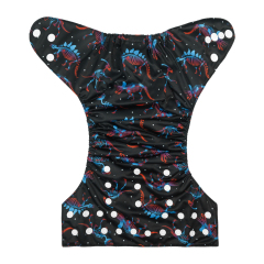 ALVABABY One Size Positioning Printed Cloth Diaper -Dinosaur (YDP64A)