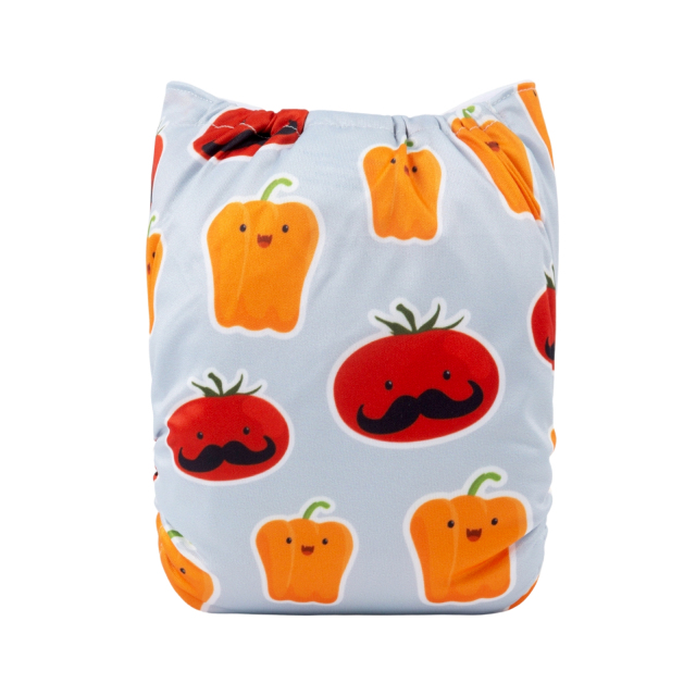 ALVABABY One Size Positioning Printed Cloth Diaper -Tomato and bell pepper(YDP101A)