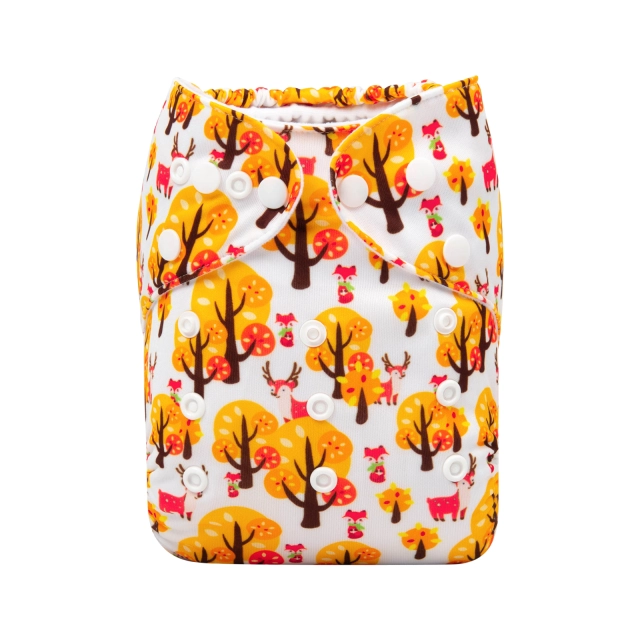 ALVABABY One Size Positioning Printed Cloth Diaper - Maple Tree(YDP27A)