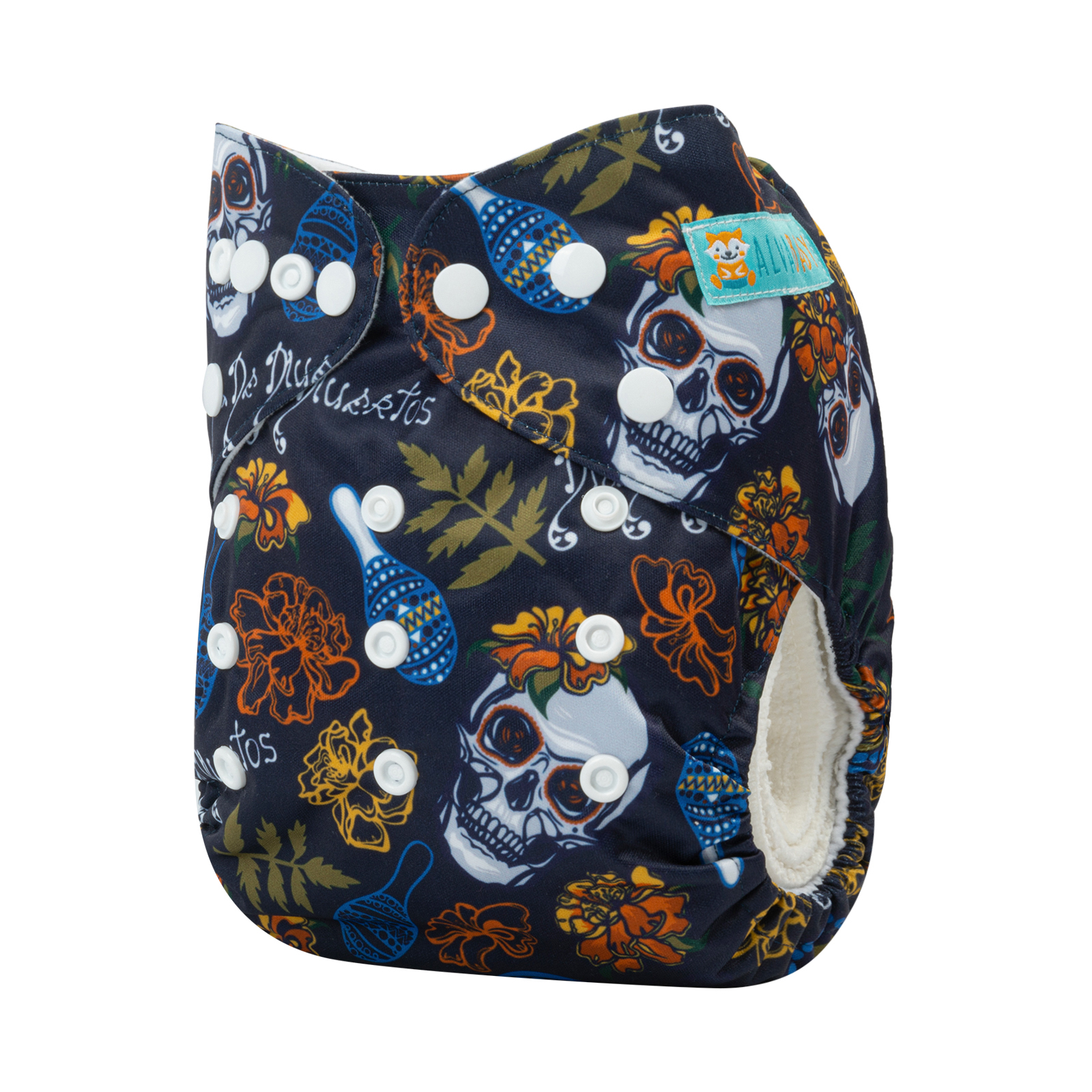 ALVABABY One Size Positioning Printed Cloth Diaper  (Skull and leaves, YDP53A)