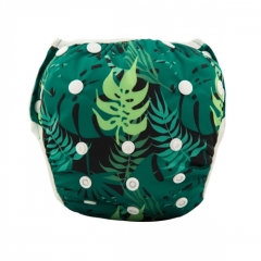 ALVABABY One Size Printed Swim Diaper-Plants  (SW30A)