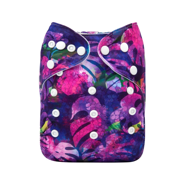 ALVABABY One Size Positioning Printed Cloth Diaper -Leaves (YDP24A)