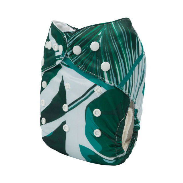 ALVABABY One Size Positioning Printed Cloth Diaper -Leaves (YDP85A)