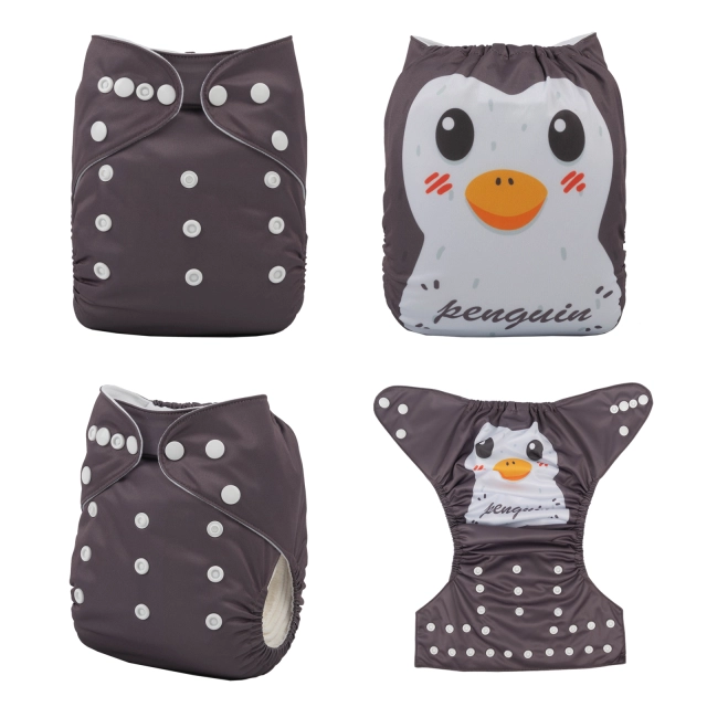 ALVABABY One Size Positioning Printed Cloth Diaper -Penguin (YDP74A)