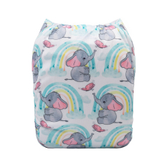 ALVABABY One Size Positioning Printed Cloth Diaper -Elephant (YDP84A)