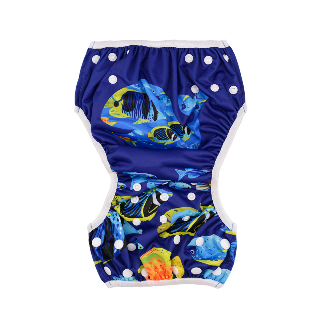 ALVABABY One Size Positioning  Printed Swim Diaper- Fishes(SWD29A)