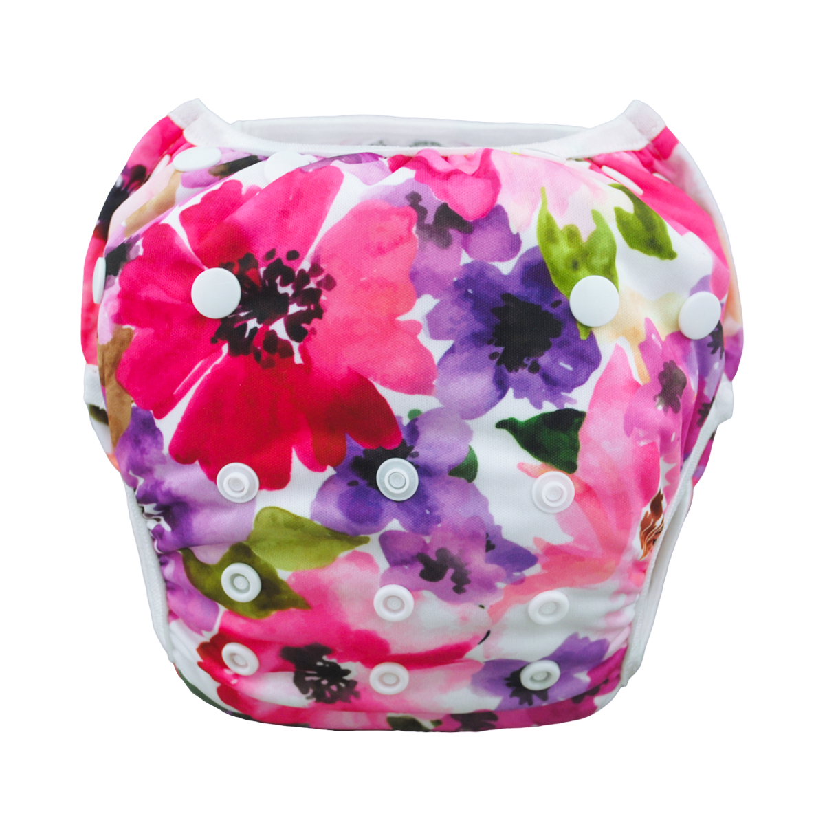 ALVABABY Reusable Swim Diaper - Adjustable One Size Swimwear for Infants & Toddlers  (Purple flowers SW-H065A)