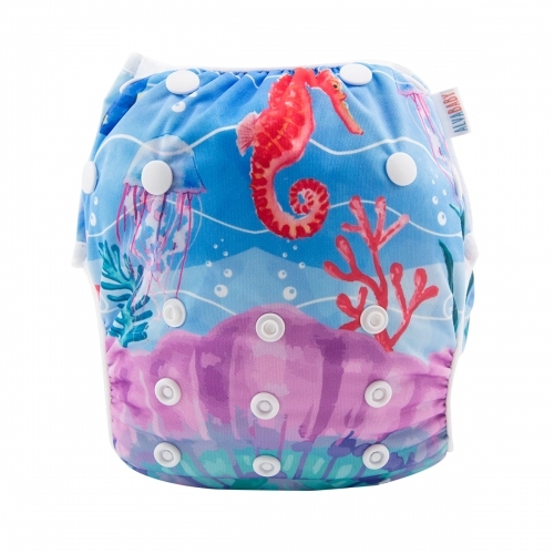 ALVABABY One Size Positioning Printed Swim Diaper-Hippocampus(DYK38A)