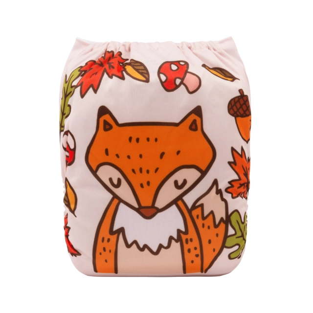ALVABABY One Size Positioning Printed Cloth Diaper -Fox and bear (YDP97A)