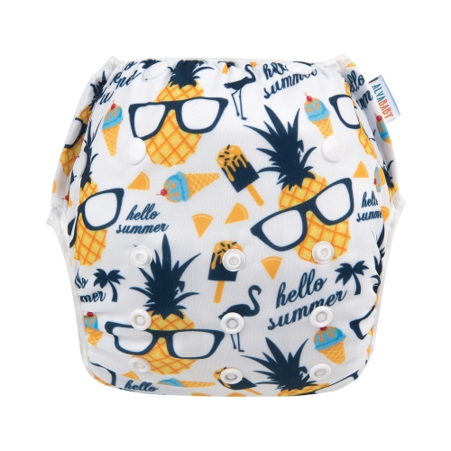 ALVABABY Reusable Swim Diaper - Adjustable One Size Swimwear for Infants & Toddlers  (Glasses, DYK57A)