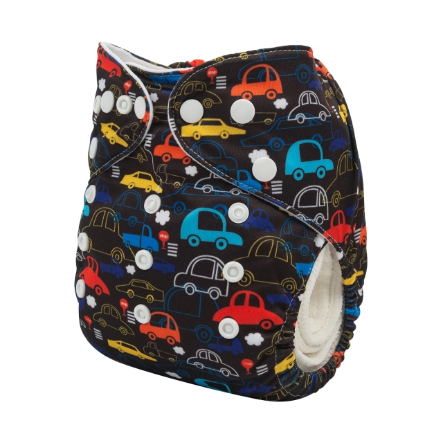 ALVABABY One Size Positioning Printed Cloth Diaper -Car (YDP42A)