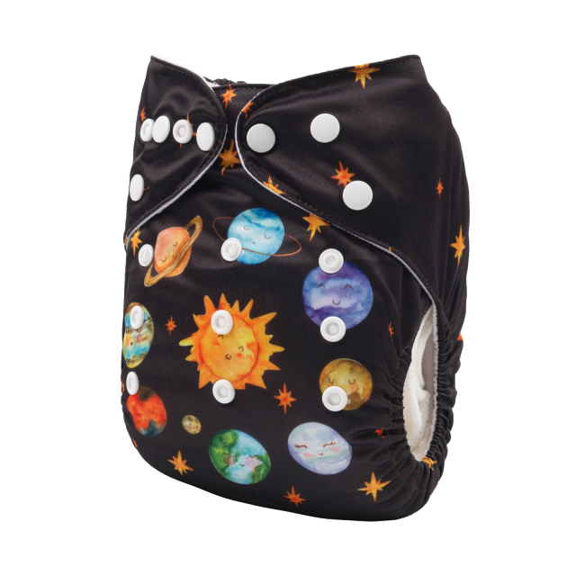 ALVABABY One Size Positioning Printed Cloth Diaper -Planet (YDP95A)