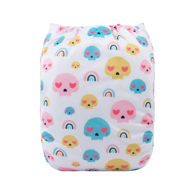 ALVABABY One Size Positioning Printed Cloth Diaper -Rainbow and cartoon (YDP105A)