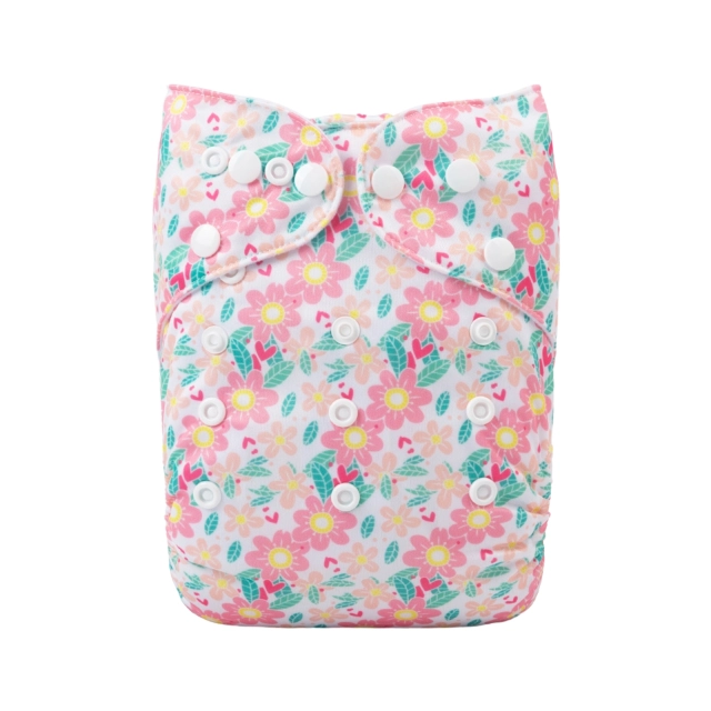ALVABABY One Size Positioning Printed Cloth Diaper -Rabbit and flower(YDP103A)
