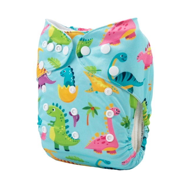 ALVABABY One Size Positioning Printed Cloth Diaper -Dinosaur (YDP104A)