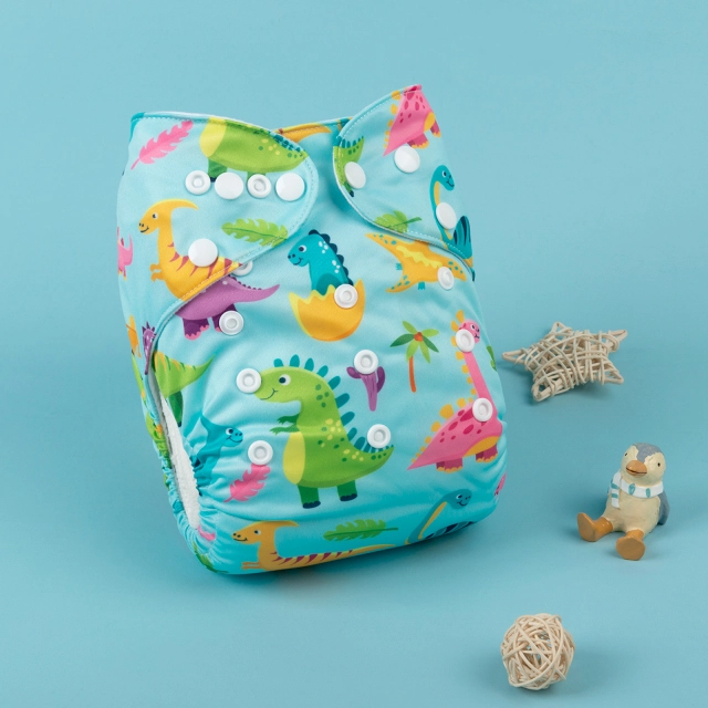 ALVABABY One Size Positioning Printed Cloth Diaper -Dinosaur (YDP104A)