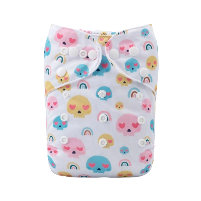 ALVABABY One Size Positioning Printed Cloth Diaper -Rainbow and cartoon (YDP105A)