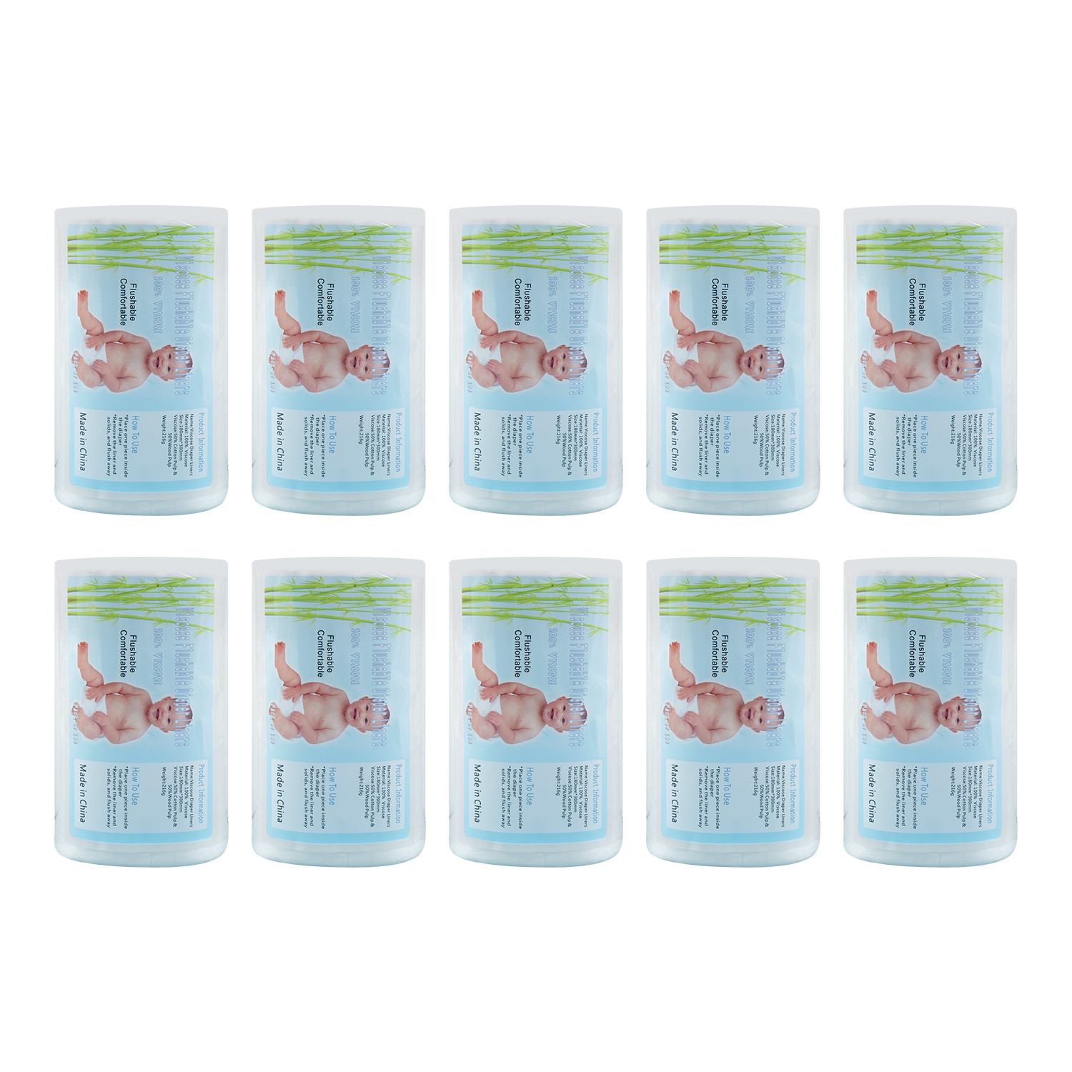 (Multi-Packs) VISCOSE(40g) Flushable Liner Disposable Liners for Cloth Diaper  BT01-40
