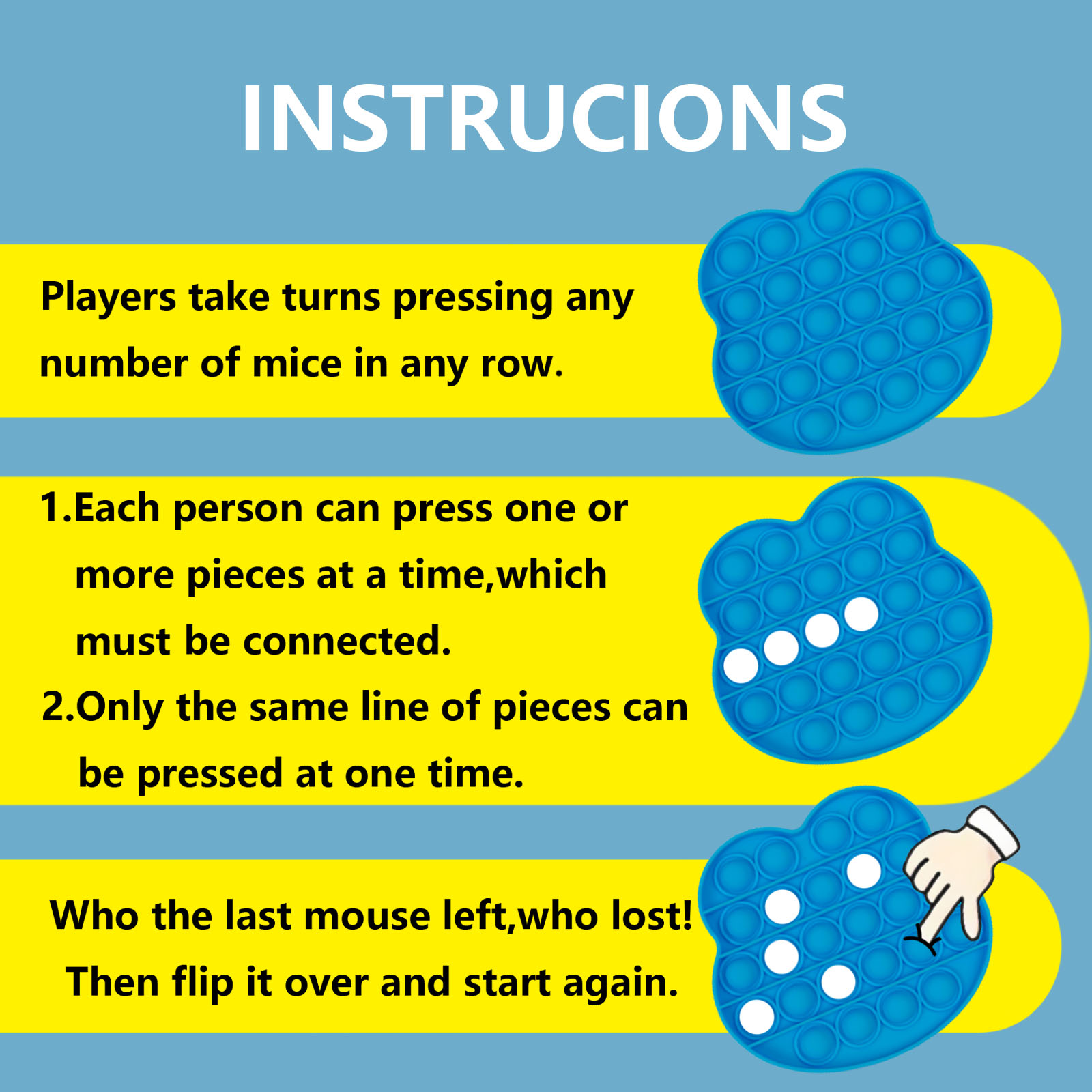 1PCS Bubble Fidget Sensory Toy yellow Rabbit