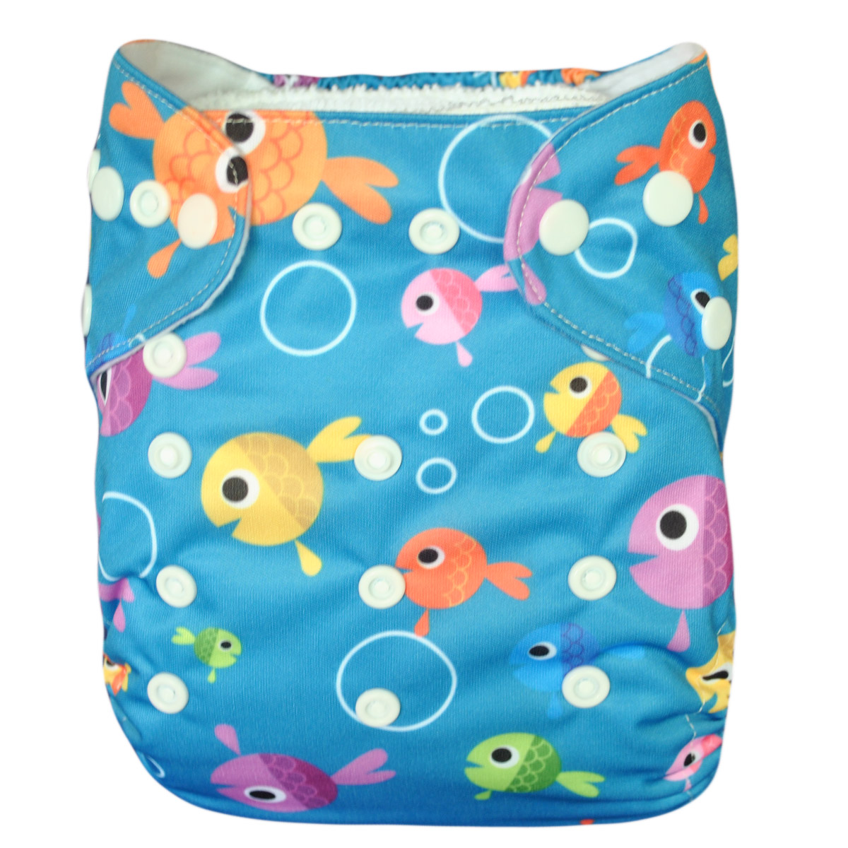 ALVABABY Bamboo Diaper One Size Reusable Cloth Diaper with one 4-layer Bamboo Blend Insert -Fish(BYA28)