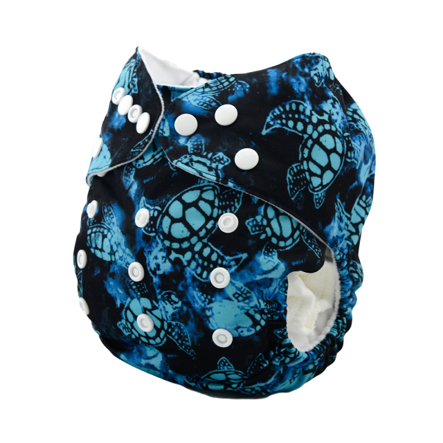 ALVABABY One Size Print Pocket Cloth Diaper -Sea Turtle(H022A)