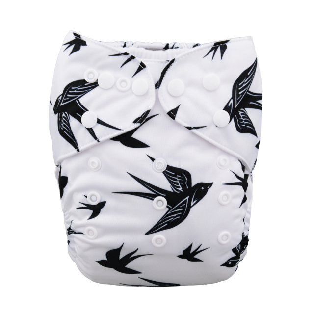 ALVABABY One Size Print Pocket Cloth Diaper-swallow (H062A)