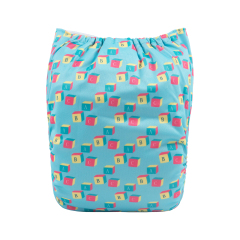 ALVABABY One Size Positioning Printed Cloth Diaper -Letter block (YDP111A)