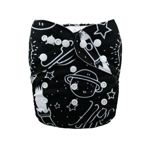ALVABABY One Size Print Pocket Cloth Diaper -Black Planet(H040A)
