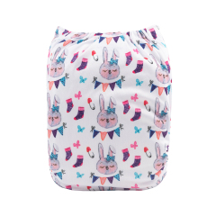 ALVABABY One Size Positioning Printed Cloth Diaper -Rabbit (YDP107A)